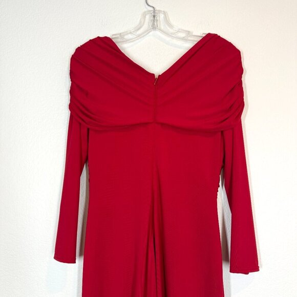 Tadashi Collection Red Dress Medium Red Cocktail Holiday Jersey Sheath - Picture 6 of 10